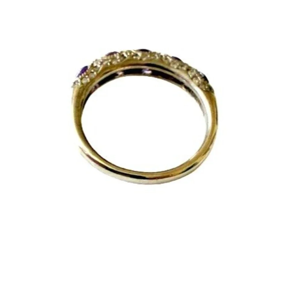 JOSEPH ESPOSITO 925 Sterling Silver Purple & White C Z Eternity Ring Size 9.50